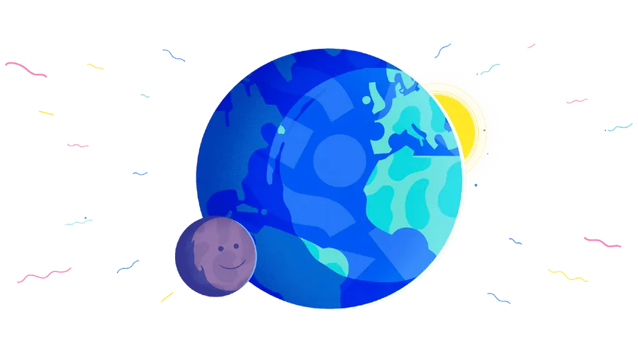 illustration of earth, moon and the sun