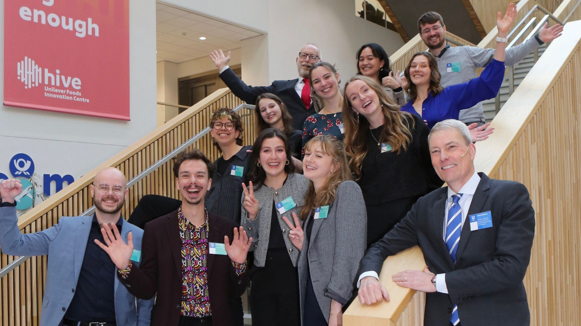 Unilever Research Prize 2024 Student winners alongside Manfred Aben and Peter Dekkers