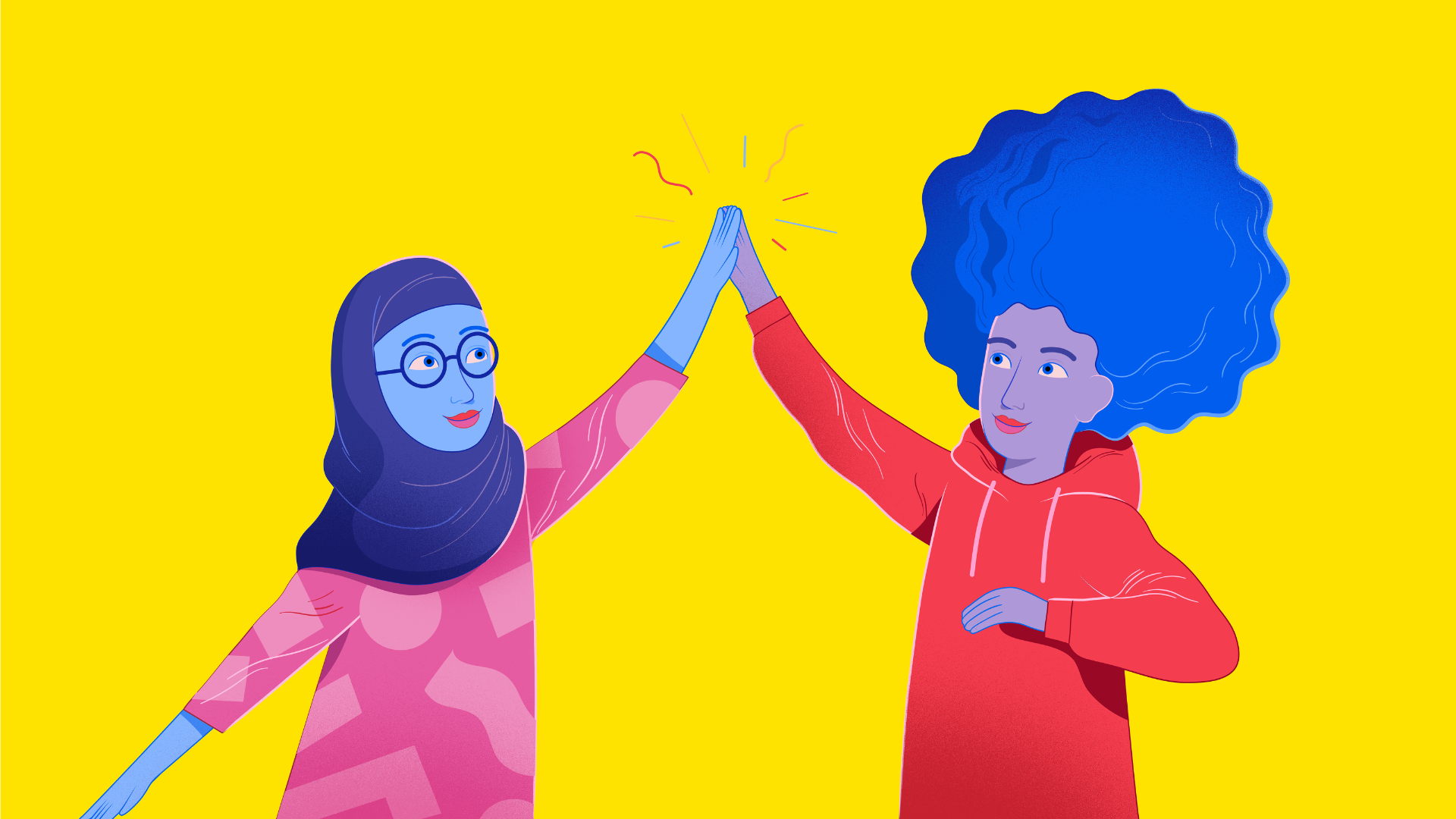  people highfive yellow background